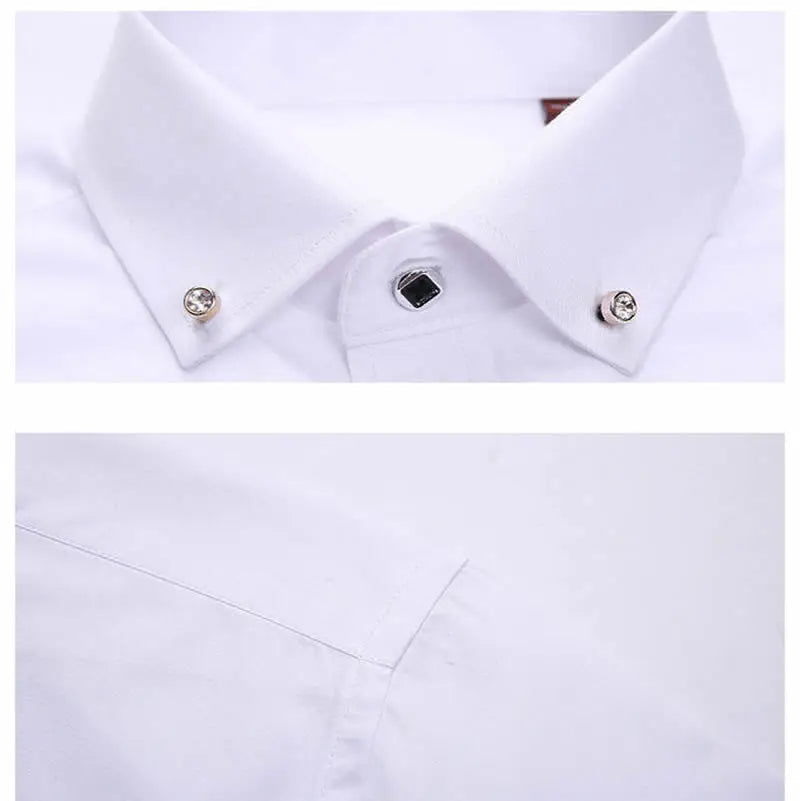 Men's Long Sleeve Button-Down Shirt Slim Fit Solid Color
