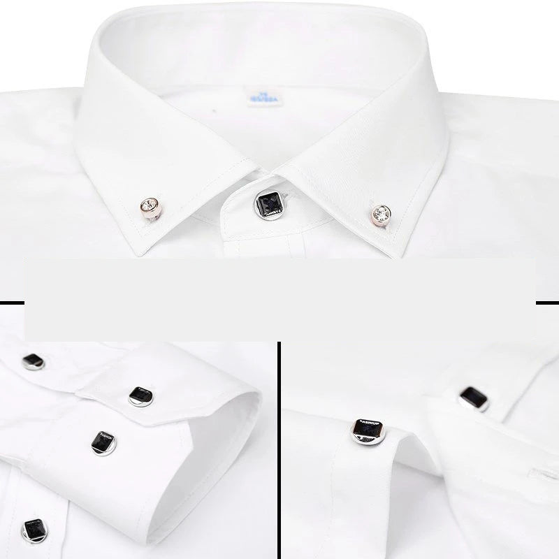 Men's Long Sleeve Button-Down Shirt Slim Fit Solid Color