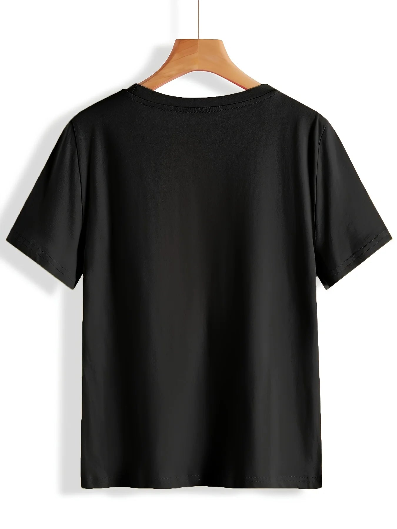 Leopard Print Hearts Women's Tee - Gold Graphic, Casual Black Top