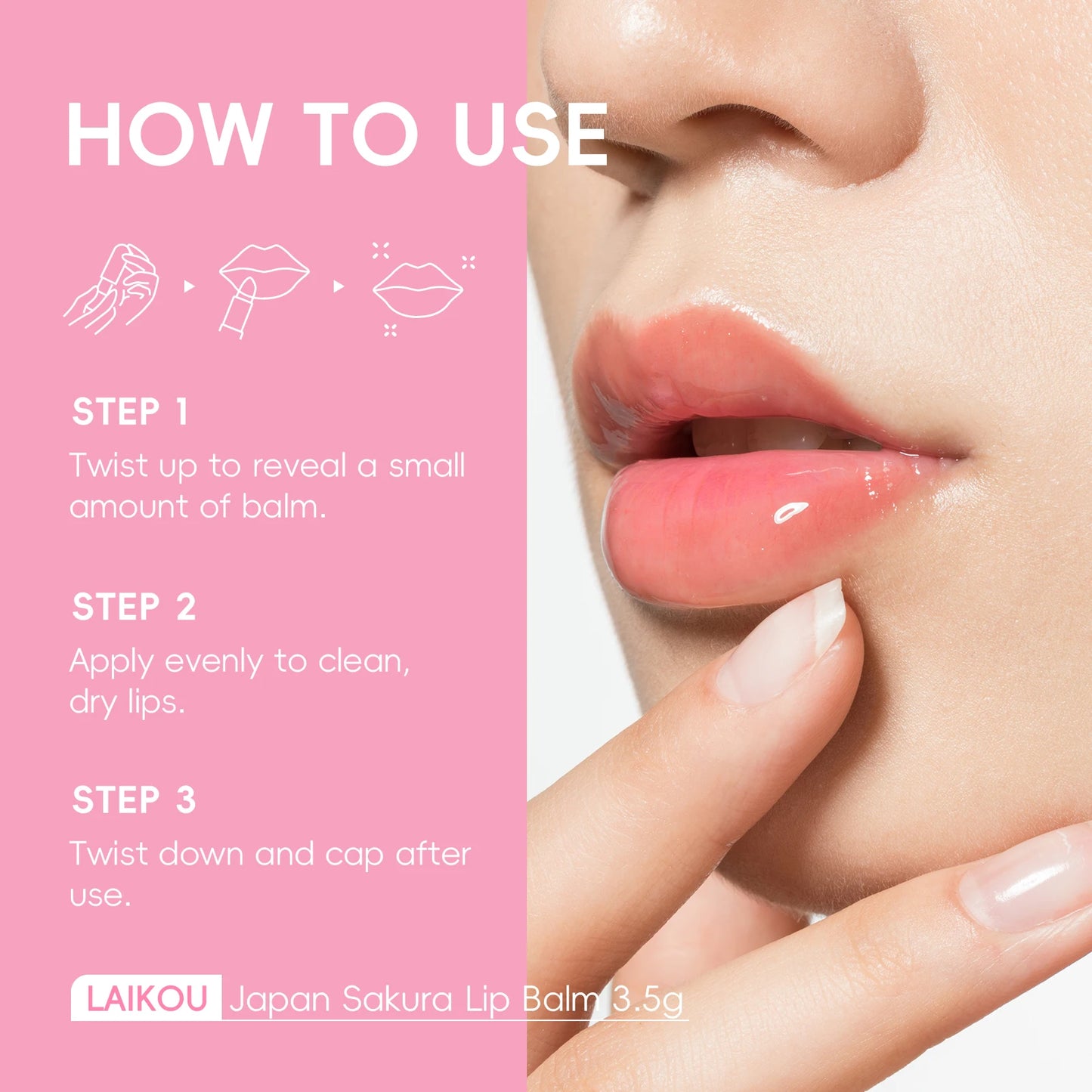 LAIKOU Japan Sakura Lip Balm Hydrating Plumping Treatment Soft Radiant Lip Care 3.5g